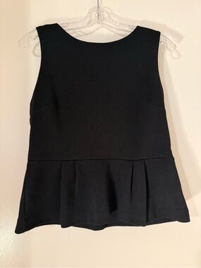 Attention Sleeveless Black Peplum Top - Elegant Women's Workwear - Medium